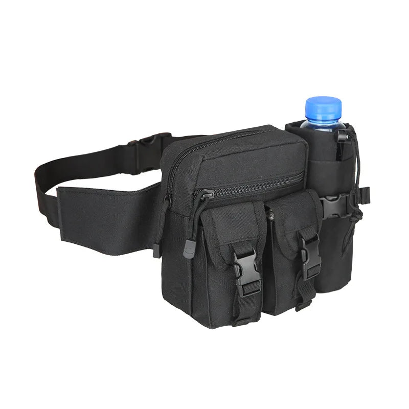 Water-Resistant 800D Oxford Tactical Canteen Fanny Pack Outdoor Hiking Crossbody Chest Sling Personal Defense Equipment All