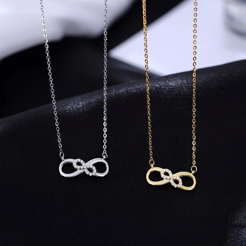 Women Valentine Gift Trendy Jewelry 925 Sterling Silver Lover Infinite Love Charm Statement Necklace