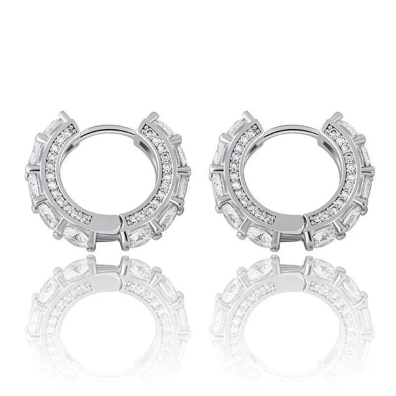 S925 Sterling Silver 18K Gold Plated Chunky Silver Hoop Earrings Jewelry