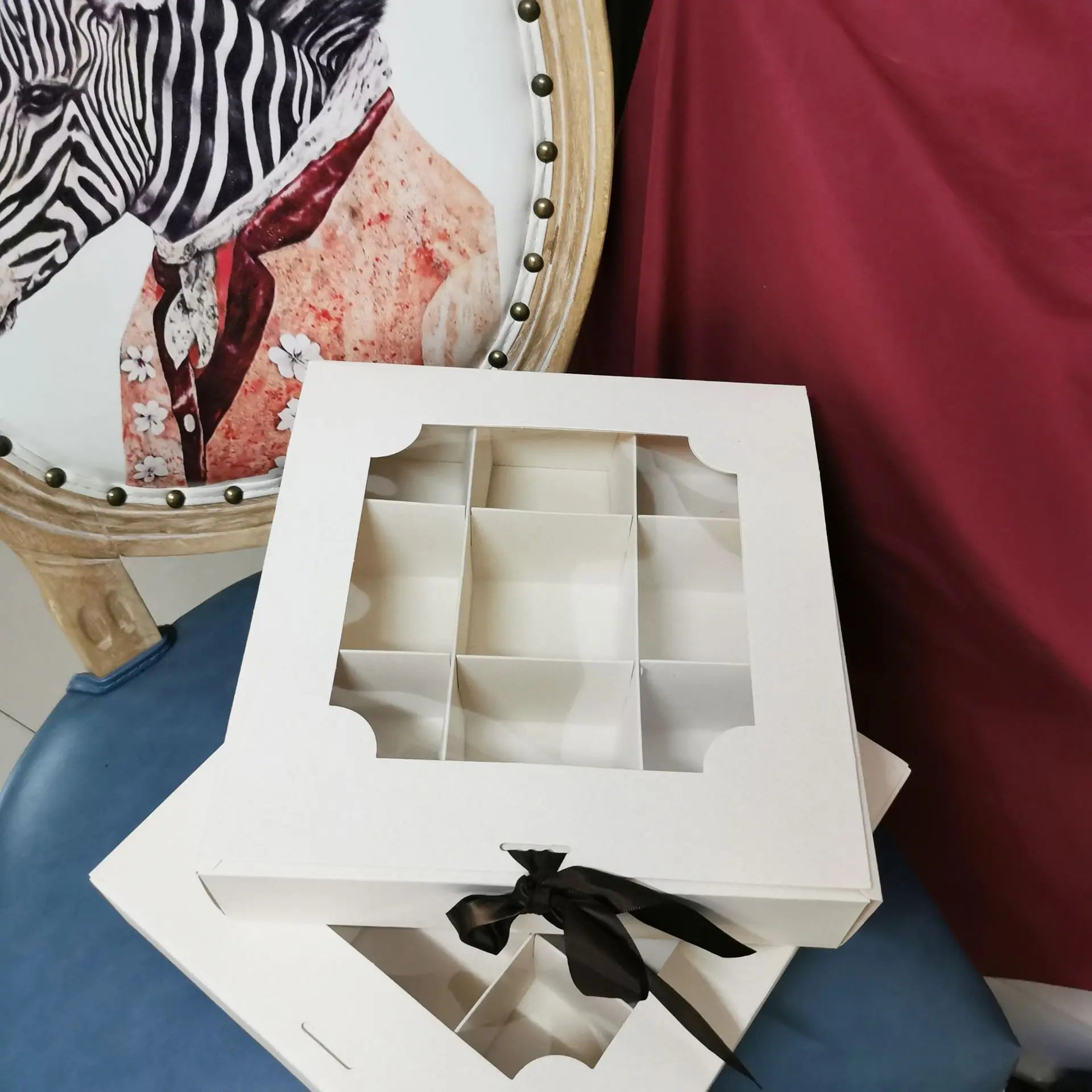 Square Transparent Food Boxes Cupcake Macaron Packaging Bento Cake Cookie Cupcake Box Packaging with Ribbon