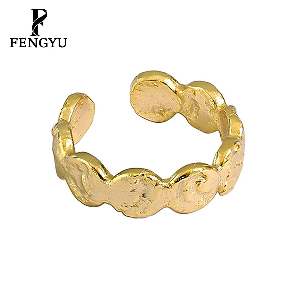 Minimalist 18K Gold Geometrical Round Ring Band 925 Sterling Silver Adjustable Rings for Women Custom Fine Jewelry Wholesale