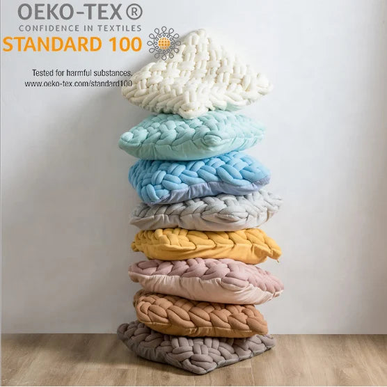 Lq Polyester Giant Chunky Knot Knitted Yarn Weight Cushion Cover Tube Knit Throw Magic Cushion for Home Decoration