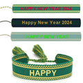 Happy New Year 2024 Tassels Textile Text Letter Custom Friendship Embroidered Name Fabric Woven Bracelet