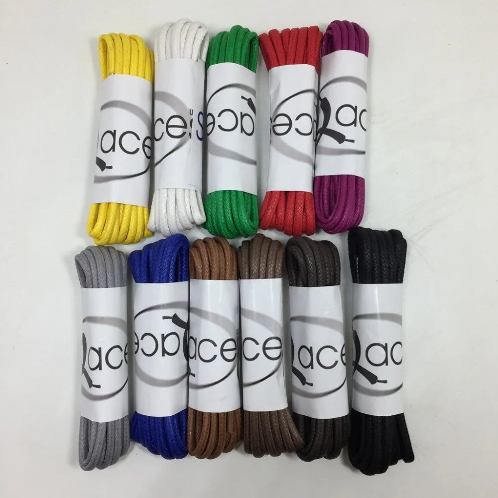 100% Cotton Braided Shoe Laces Waxed Premium Transparent Plastic Tips Customizable Length Printed Features Leather Shoes Maoyuan