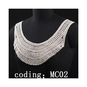 Wholesale Eco-Friendly 100% Cotton Customized Color Hollow Out Applique Embroidery Sewing Collar Lace Neckline for Clothing MC02