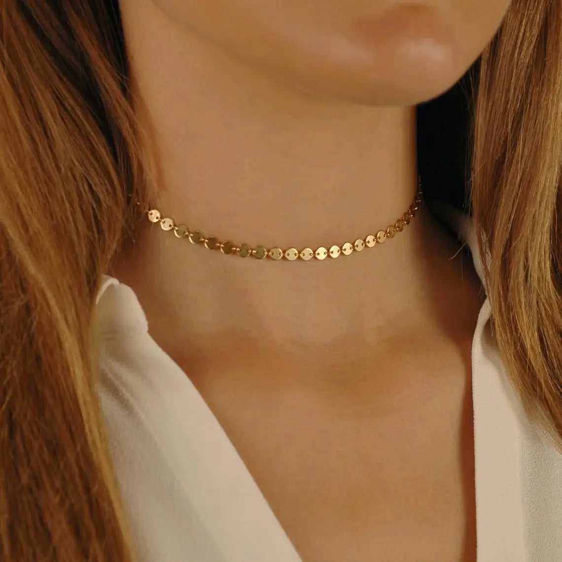 EManco Fashion Personality Accessories Simple 316L Titanium Steel Chain Choker Chain Gold Plated Necklace Collarbone Chain