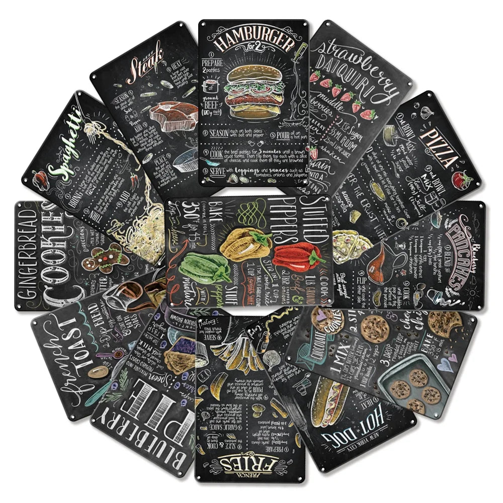 Customized Metal Tin Sign Funny Beer Slogan Cocktail Fastfood Delicate Plates Restaurant Cafe Kitchen Dining Room Wall Decor