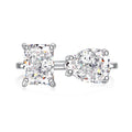 Dylam Eternity Rhodium Plated S925 Silver 2 Stone Engagement 1.5ct Pear Shape Zircon Open Adjustable Wedding Anniversary Ring