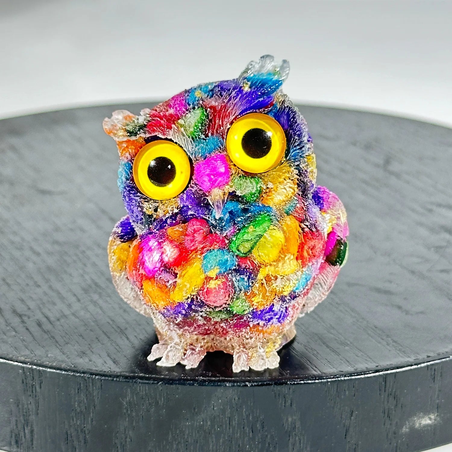 New Arrival Natural Crystal Resin Natural Stone Gravel Animal Resin Cute Owls for Gifts and Home Decoration