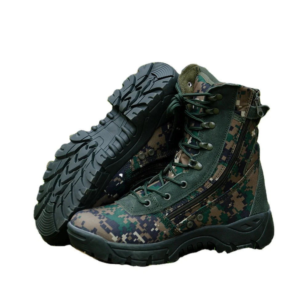 High-Top Digital Woodland Camouflage Shoes Wear-Resistant Tactical Boots