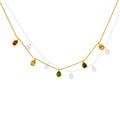 Alin Beautiful Colorful Rainbow Gemstone Pendant Charms Stainless Steel Gold Chains Necklaces