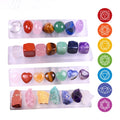 Natural Selenite Crystal 7 Chakra Gemstone Heart-shaped Tumbled Stone Healing Energy Kit Gift
