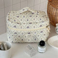 Quilted Cotton Women Cosmetic Case Cute Cartoon Prints Ladies Large Wash Storage Handbags Sweet Female Pillow Clutch Purse