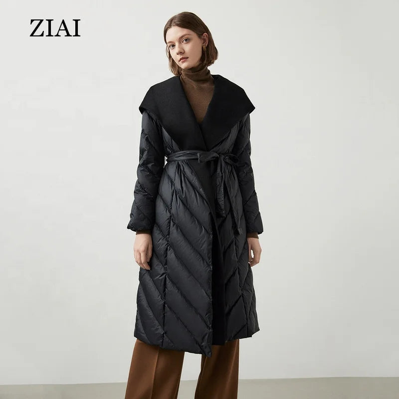 New Winter High-waisted Mid-length Slim Down Jacket Ladies Winter Jackets