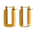 JINYOU 1637 Minimalist 18K Gold Plated Jewelry for Women Gold Square Geometric U-shape Metal Stainless Steel Hoop Earrings 2025