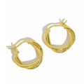 WMET242 Twisted Chunky Hoop Earrings 18K Gold Plated High Polished 925 Sterling Silver Lightweight Geometric Design Gifts Party