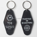 Wholesale Custom Black Motel Room Keychain Bulk Blank Plastic Black Custom Hotel Keychain