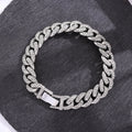 Hip Hop No Fade Tarnish 13mm Thick Diamond Curb Chain Cuban Link Bracelet Silver Plated Stainless Steel Iced Out Cuban Bracelets