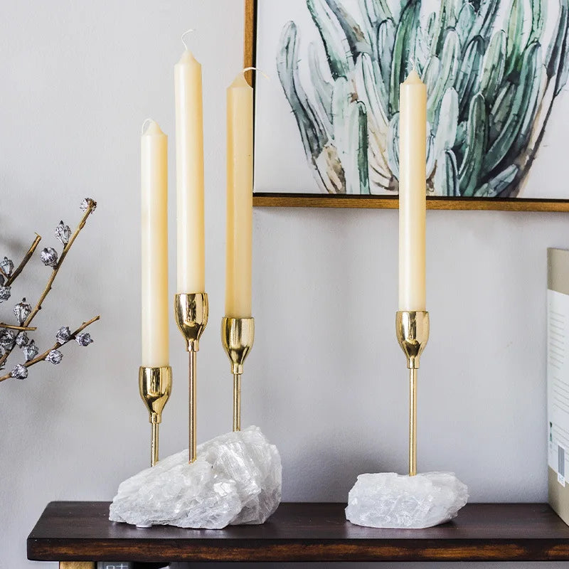 Nordic Candlestick Handmade White Marble Candle Stick Holder