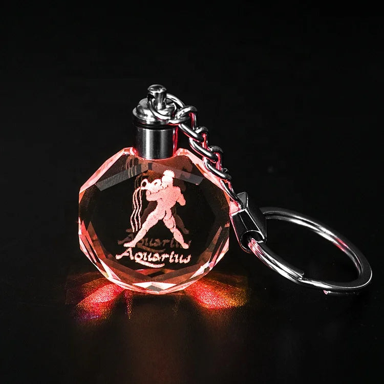 WZ Clear K9 Glass Keychain Glass Cube Keychain Custom 3d Laser Engraving Led Glass Crystal Keychain for Wedding Gift