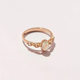 Dainty Recycled Gemstone 14k Gold Plated 925 Sterling Silver Fire Opal Wedding Ring for Women