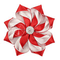 Red White Double Layer Polyester Ribbon Fabric Flower Corsage DST Greek Sorority Brooches Women Pins