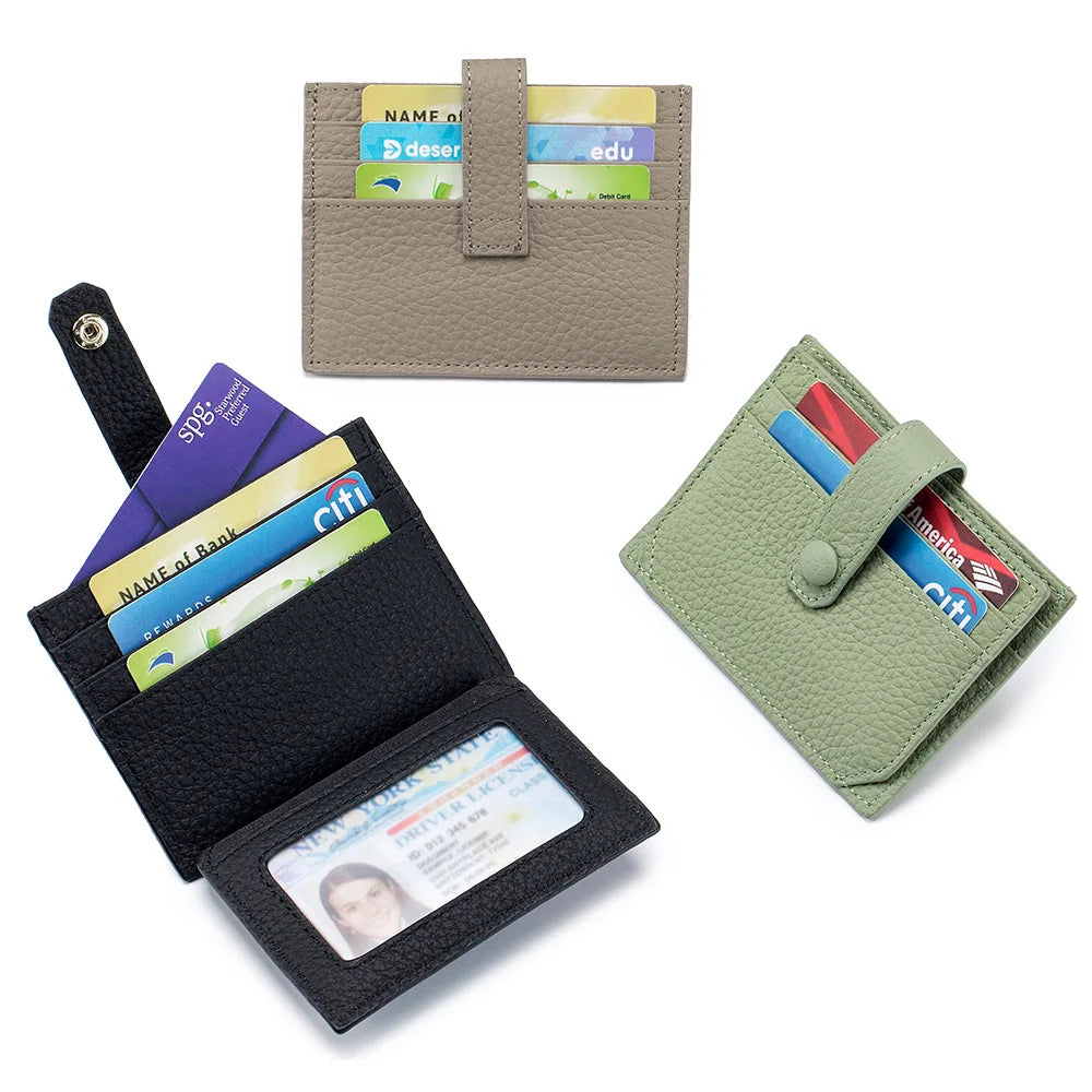 Front Pocket Slim Credit Card Holder Wallet Genuine Leather Custom Card Sleeves Women Slim Mini Cards Wallet