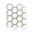 Low Price Modern Interior Haxegon Metal Mix Polished Carrara White Marble Stone Mosaic Tiles Parquet Wall for Hotels Villas