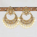 Hot Sale India Gold Plated Earrings Hand Made Moon Sector Pearl Stud Earrings for Women