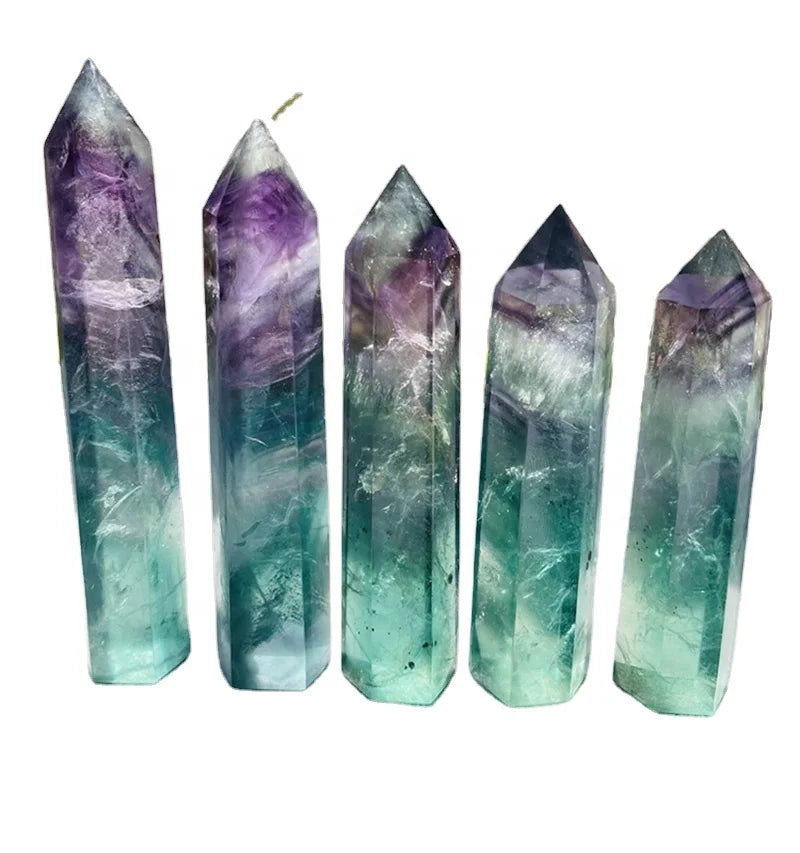 Natural rainbow Fluorite Crystal Point Watermelon Fluorite Tower
