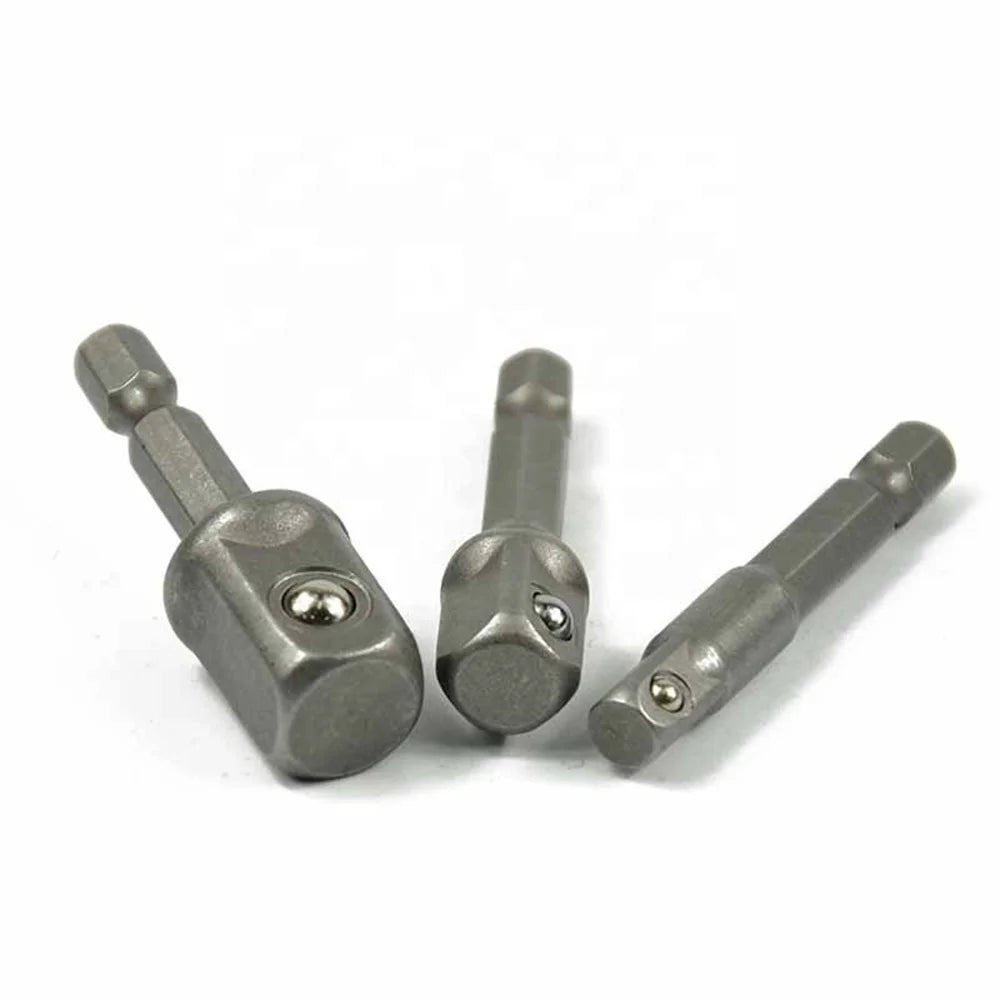Chrome Vanadium Steel 3pcs Socket Adapter Wrench Set 1/4\" 3/8\" 1/2\" Hex Shank Drill Bits Bar OEM for Power Tools