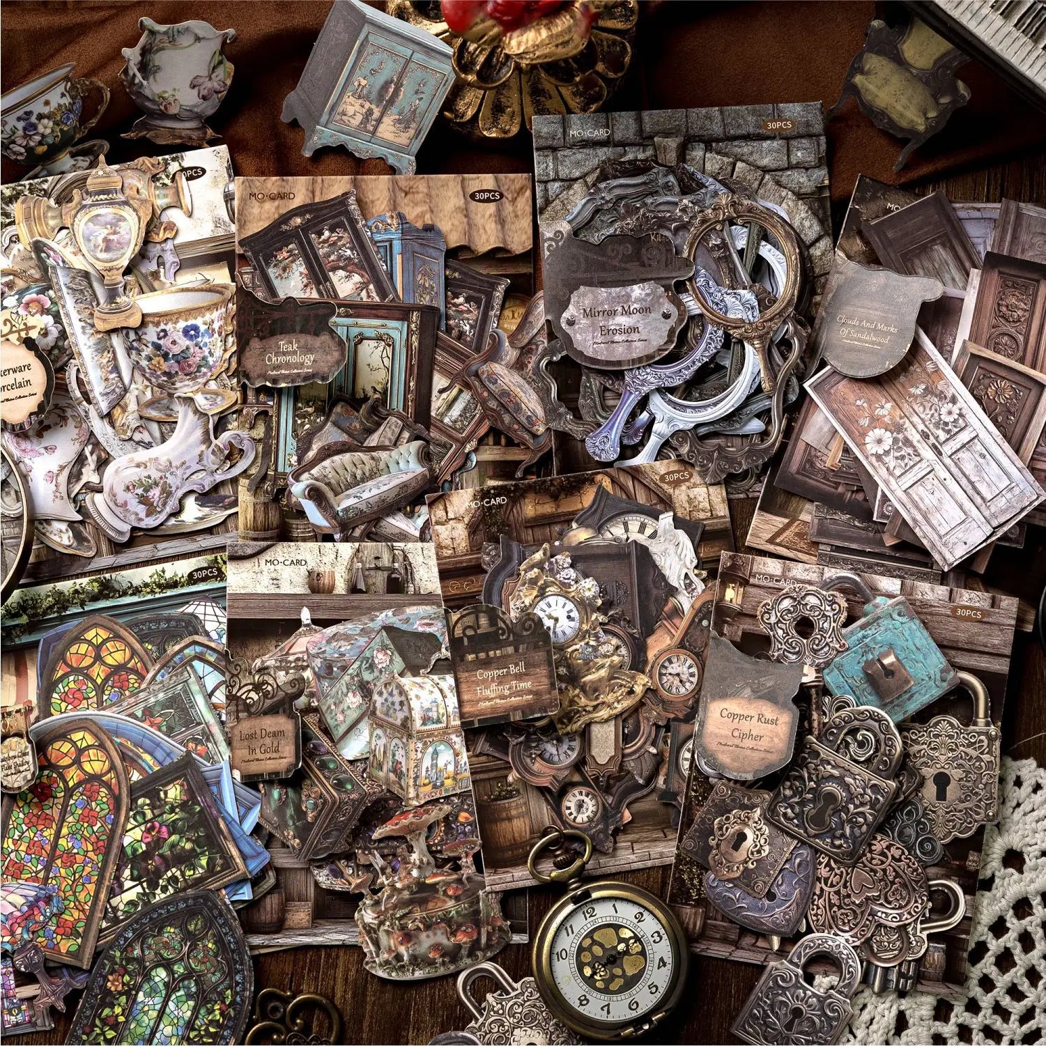 30 Stickers Per Pack Medieval Collection museum Series Retro Objects Handbook Decorative Material