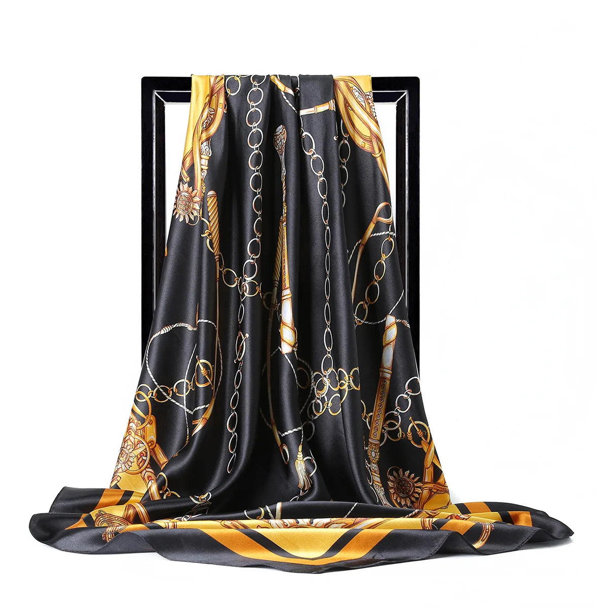 90x90cm Silk Feeling Square Scarf for Women Hair Tie Band Bandana Pashmina Female Foulard Muslim Hijab