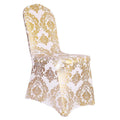Chair Cover Gold Print Flower for Wedding Banquet Party Removable Washable Spandex 3 Colors House De Chaise Plain Dyed Round Top