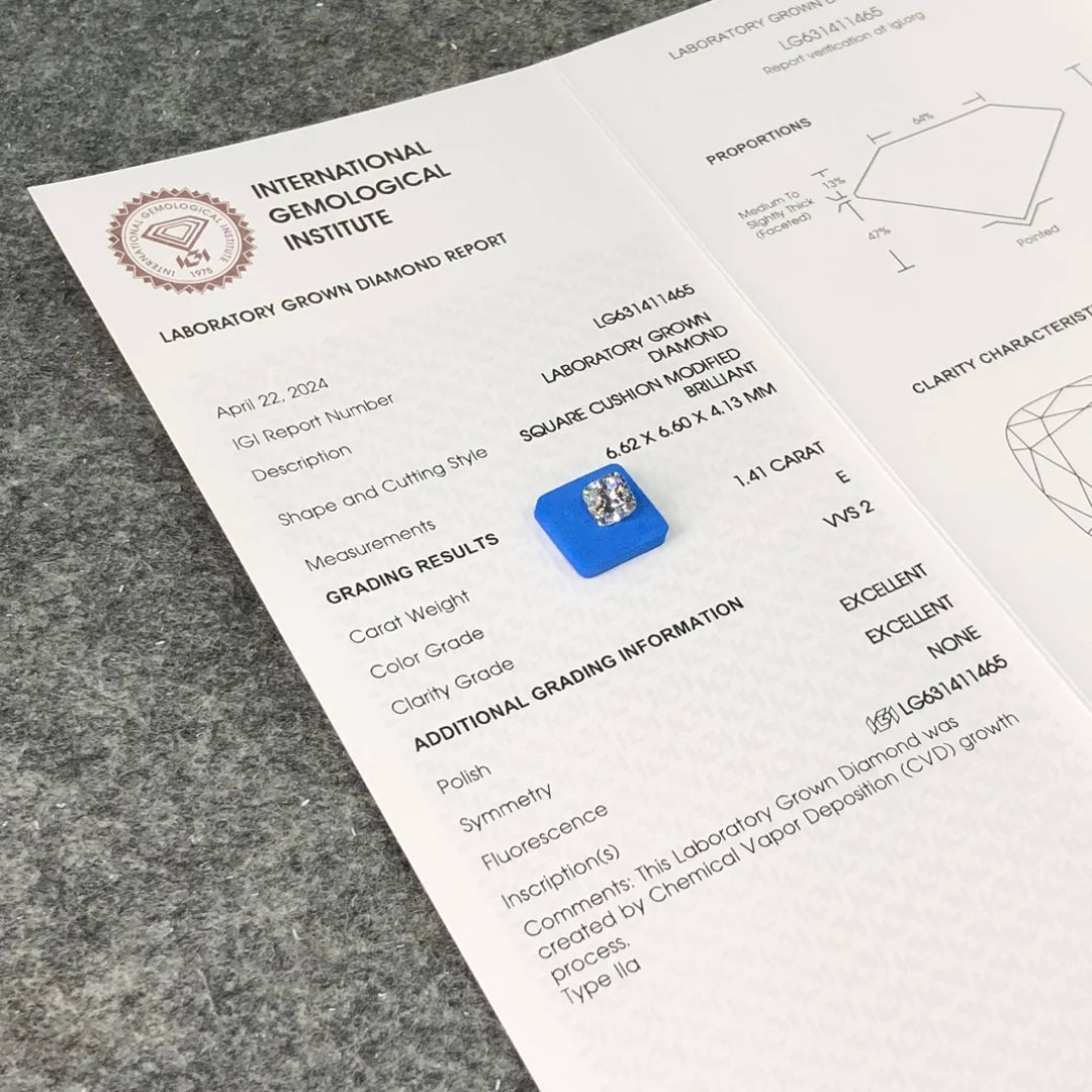 IGI  Certified 1.41ct  E VVS2 Wholesale Lab Created Diamond CVD Lab Grown Diamond