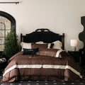 Modern Style Brown 100% Cotton Jacquard Comforter Duvet Cover Patchwork Pillow Shams Bedding Set Supplier
