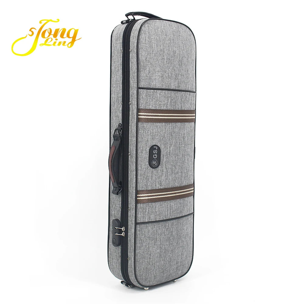 High Grade Gray Large Storage Space With Hygrometer 1/8-4/4 Rectangle Violin Case