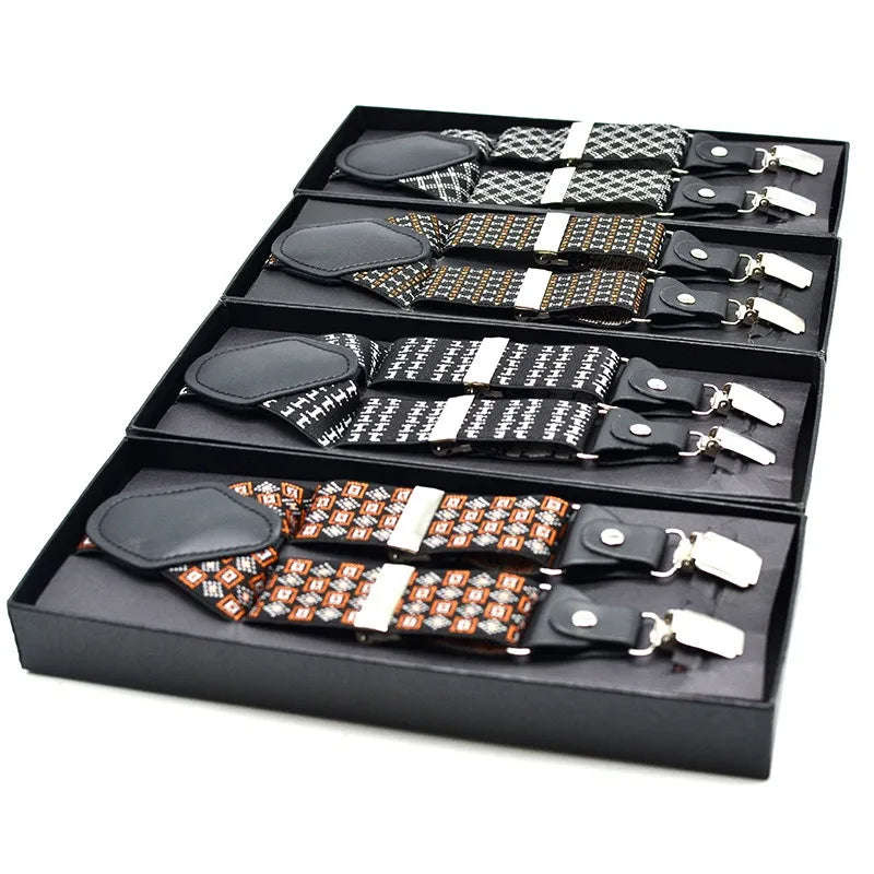 OEM Men's Boxed Suspenders Formal Suspenders Extra Large Size Business Casual 4 Clips Suspenders
