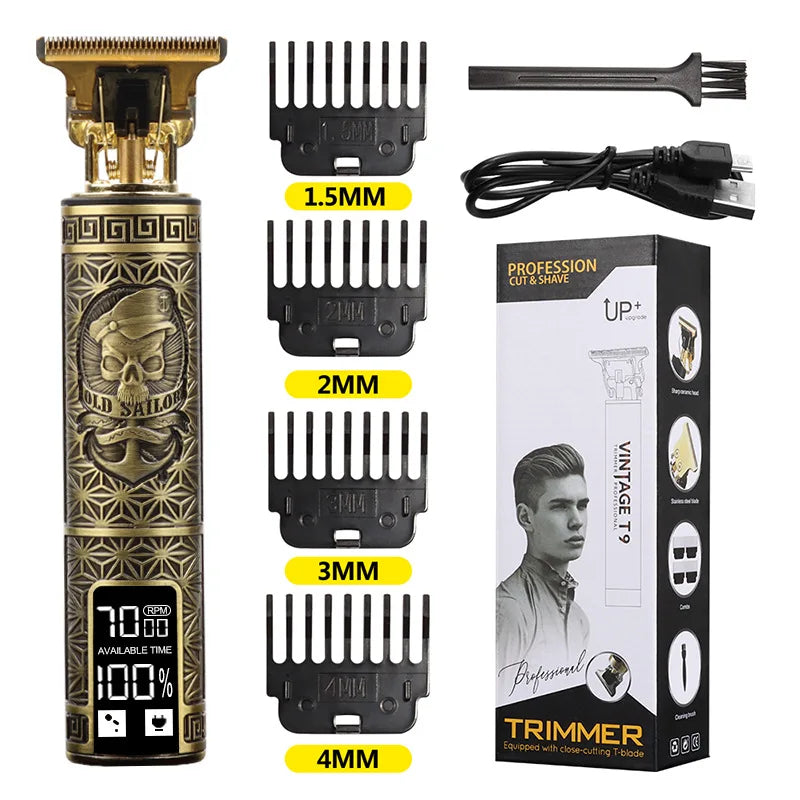 Hair Trimmers for Men Rechargeable LCD Hair Barbers Machine Power Time Charging Electric Hair Cutting Vintage T9/
