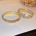 Bling Diamond Bangle Gold Plated Bride Bracelets Personalized Zircon Open Bracelet for Women Men