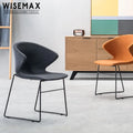 WISEMAX FURNITURE Commercial Restaurant Sillas Modern Metal Leather Upholstery Dinining Chair Metal Cafe Shop Waiting Chair