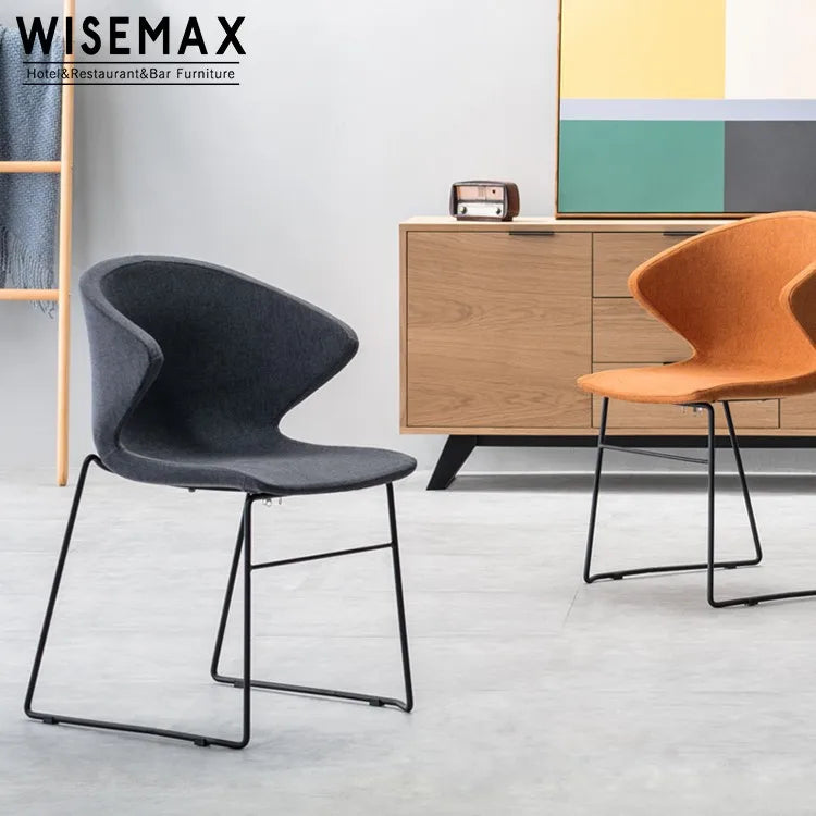 WISEMAX FURNITURE Commercial Restaurant Sillas Modern Metal Leather Upholstery Dinining Chair Metal Cafe Shop Waiting Chair