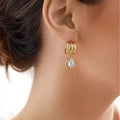 2025 Fashion C Shape Stud Earrings 18K Gold Plated Brass Earrings Zircon Earrings Jewelry for Girls Women
