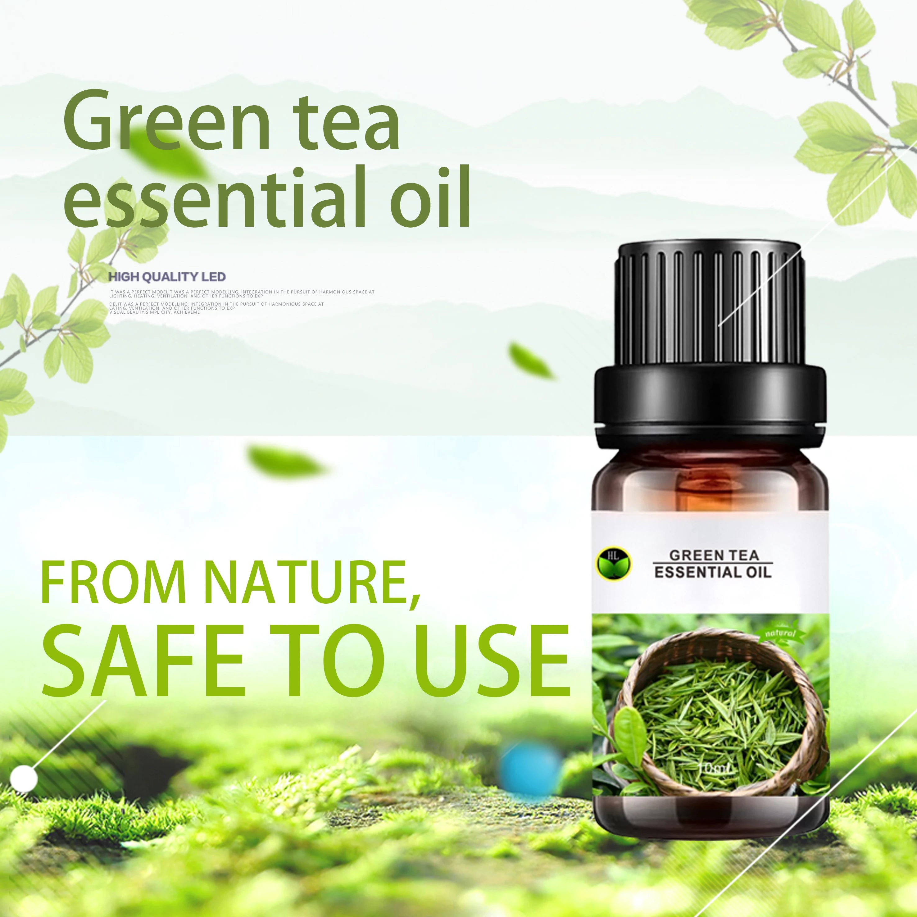 Chinese Green Tea Essential Oil for Skin Hair Face - 100% Pure Natural Camellia Sinensis Leaves Steam Distilled | 10ML