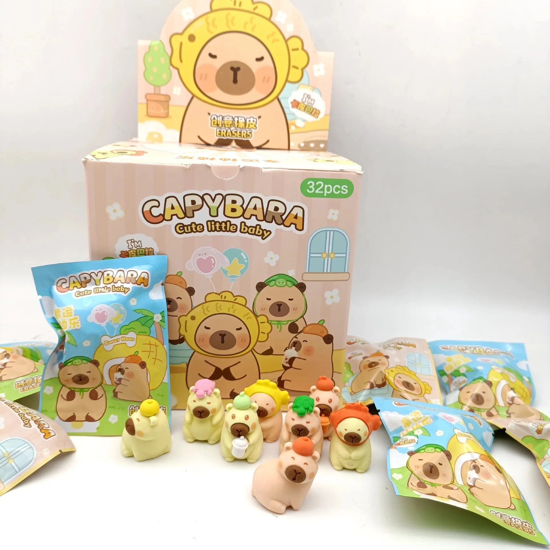 32pcs/set Blind Box Eraser Kawaii Removable and Assembled Doll Student Stationery Toy Kids
