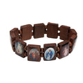 MC203 Wholesale Square Natural Wooden Prayer Beads Rosary Bracelet Catholic Colorful Religious Christian Jewelry Bracelet