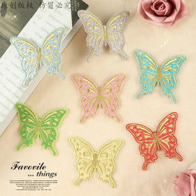 New Arrival Colorful Self-adhesive Embroidered Cartoon Butterfly Nonwoven Felt DIY Craft Sticker Patches for Kids Hoodie