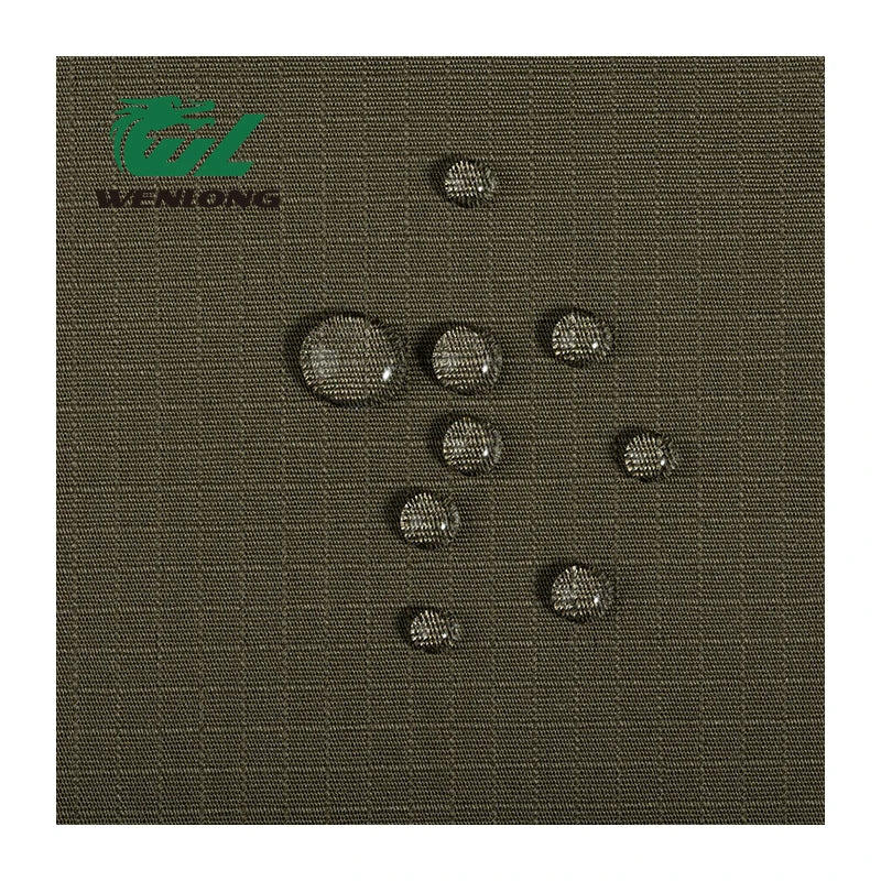 65%P 32%C 3%Sp Camouflage Stretch Ripstop Fabric Ranger Green Waterproof Anti Tearing Plain Dyed