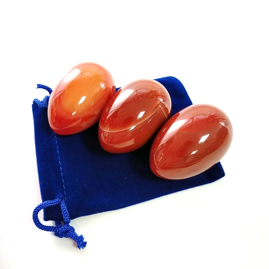 Huiying Carnelian Stone Red Agate Yoni Eggs Natural Women Body Massage Jade Eggs