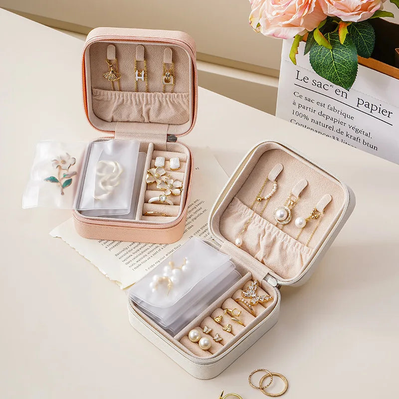 Hot Sale Women Girls Earrings Ear Stud Box Organizer Portable Storage Case PU Leather Small Travel Jewelry Boxes